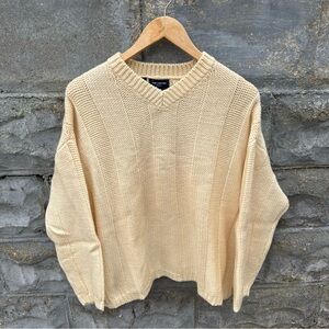 Vtg The Limited America Josie Wool Sweater Women Large Cream Y2K Cropped Ribbed